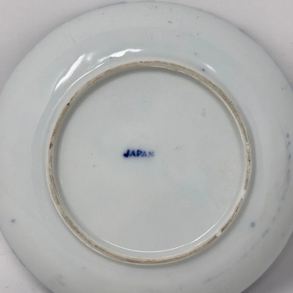 Vintage Japanese Blue & White Dragon Saucer Plates Set of 2
